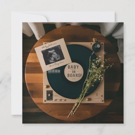  Vinyl Record Player zwangerschapsaankondiging Kaart (Voorkant)