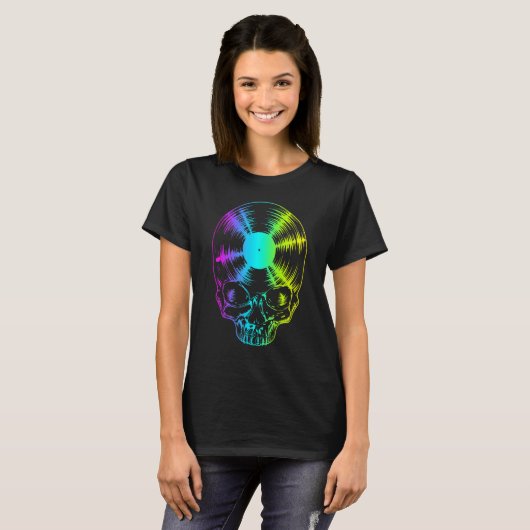 Vinyl Record Pride Rainbow  Gothic Skull L T-shirt (Voorkant volledig)