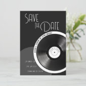 Vinyl Record Retro 70s Zwart-wit Minimaal Save The Date (Staand voorkant)