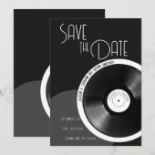 Vinyl Record Retro 70s Zwart-wit Minimaal Save The Date (Voorkant / Achterkant)
