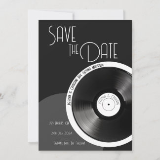 Vinyl Record Retro 70s Zwart-wit Minimaal Save The Date