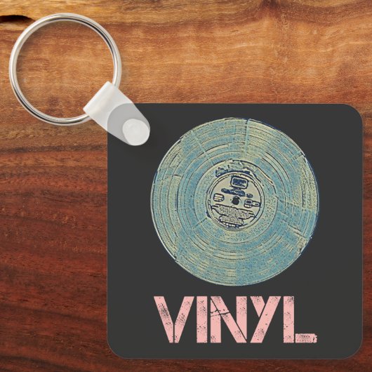 Vinyl Record Retro Disco  Muziekontwerp Sleutelhanger (Voorkant)