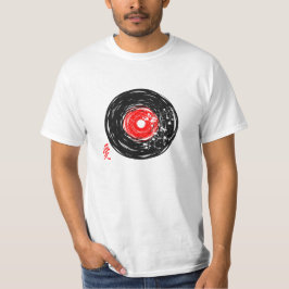 Vinyl Record Retro Grunge met Sakura Blossom T-shirt