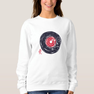 Vinyl Record Retro Grunge met Sakura Blossom Trui