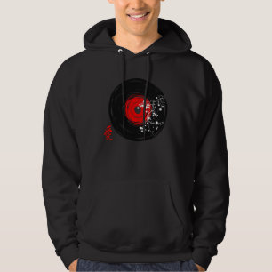 Vinyl Record Retro Grunge With Sakura Blossoms Hoodie