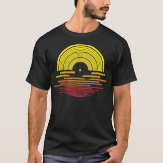 Vinyl Record  Retro Sunset Music DJ T-shirt