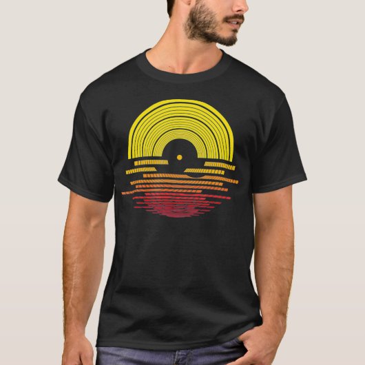 Vinyl Record  Retro Sunset Music DJ T-shirt (Voorkant)