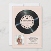 Vinyl Record Roze Plaque Foto Afstuderen Kaart (Voorkant)