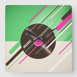 Vinyl Record Square Wall klok