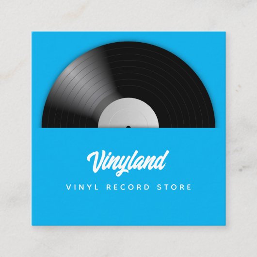 Vinyl Record Store Vierkante Visitekaartje (Voorkant)