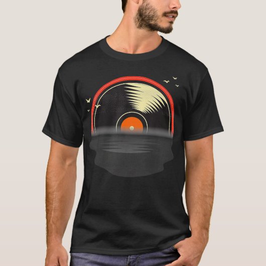 Vinyl Record - Sunset Retro DJ Audiophile LP T-shirt (Voorkant)