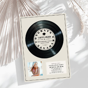 Vinyl Record Tan Plaque Foto Afstuderen Kaart