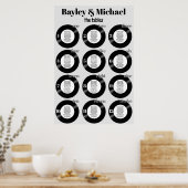Vinyl Record Trouwgrijs Zitplaatdiagram Poster (Keuken)