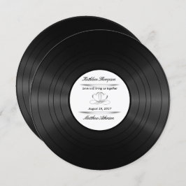 vinyl record trouwuitnodiging kaart