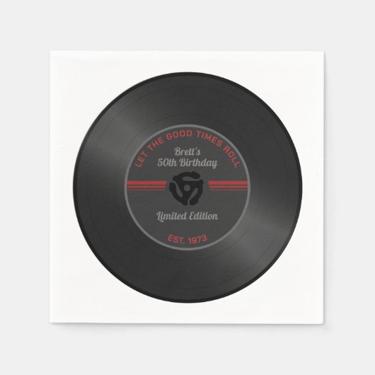 Vinyl Record Verjaardagsfeest Servetten - Retr (Voorkant)
