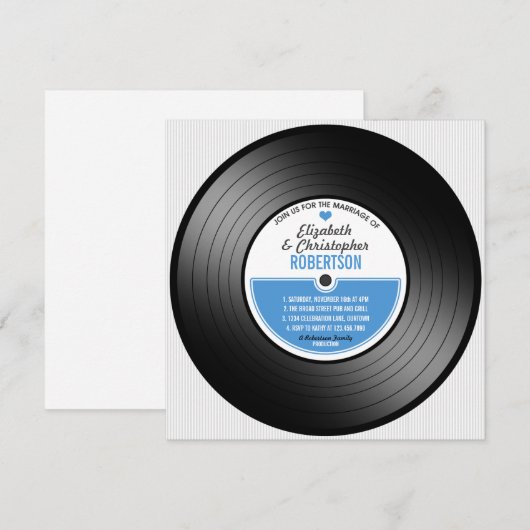 Vinyl Record Wedding Celebration Invitation Kaart (Voorkant / Achterkant)