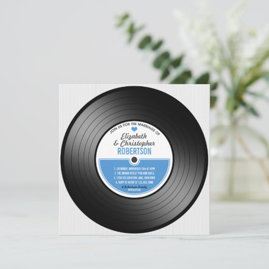 Vinyl Record Wedding Celebration Invitation Kaart (Staand voorkant)