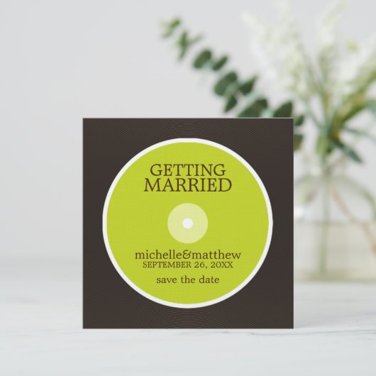 Vinyl Record Wedding Save the Date (Staand voorkant)