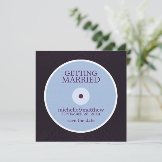 Vinyl Record Wedding Save the Date (Staand voorkant)