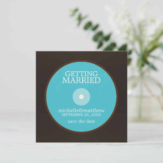 Vinyl Record Wedding Save the Date (Staand voorkant)
