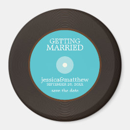 Vinyl Record Wedding Save the Date Magneet