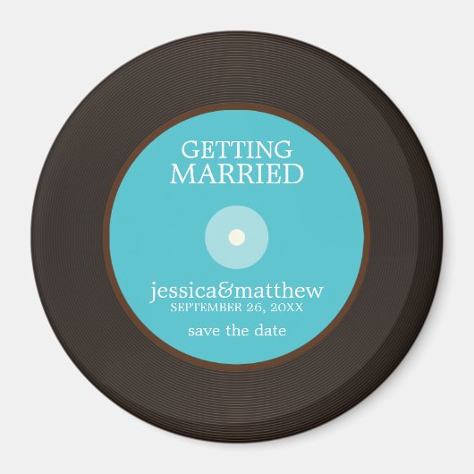 Vinyl Record Wedding Save the Date Magneet (Voorkant)
