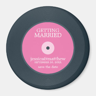 Vinyl Record Wedding Save the Date Magneet