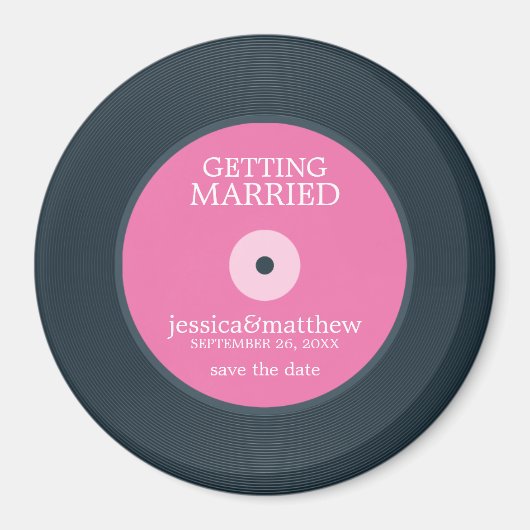 Vinyl Record Wedding Save the Date Magneet (Voorkant)