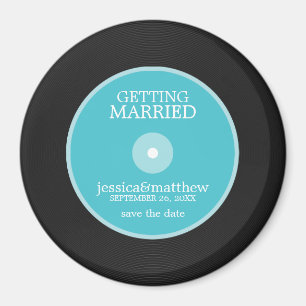 Vinyl Record Wedding Save the Date Magneet
