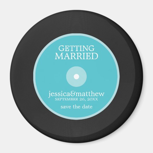 Vinyl Record Wedding Save the Date Magneet (Voorkant)