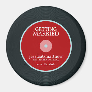 Vinyl Record Wedding Save the Date Magneet