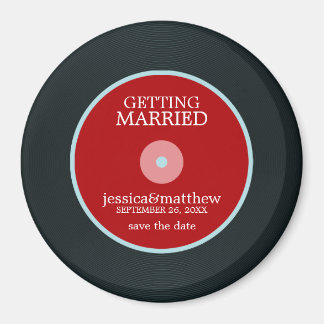 Vinyl Record Wedding Save the Date Magneet