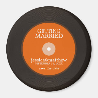 Vinyl Record Wedding Save the Date Magneet
