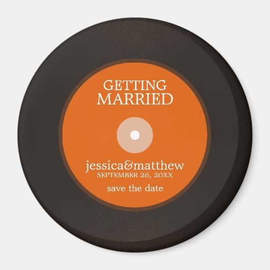 Vinyl Record Wedding Save the Date Magneet (Voorkant)