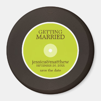 Vinyl Record Wedding Save the Date Magneet