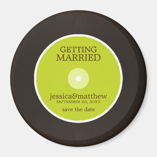 Vinyl Record Wedding Save the Date Magneet (Voorkant)