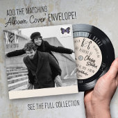 Vinyl Record Zwart en Ivoor  Muziek Wedding Kaart