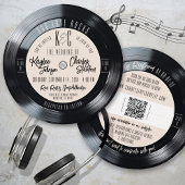 Vinyl Record Zwart en Ivoor  Muziek Wedding Kaart