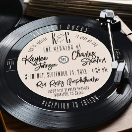 Vinyl Record Zwart en Ivoor Muziek Wedding Kaart