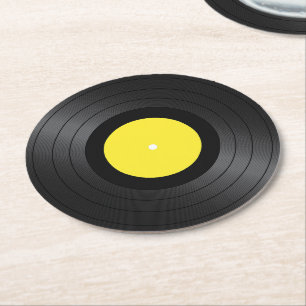 Vinyl Records Afbeeldingen Ronde Papier Onderzette Kartonnen Onderzetter
