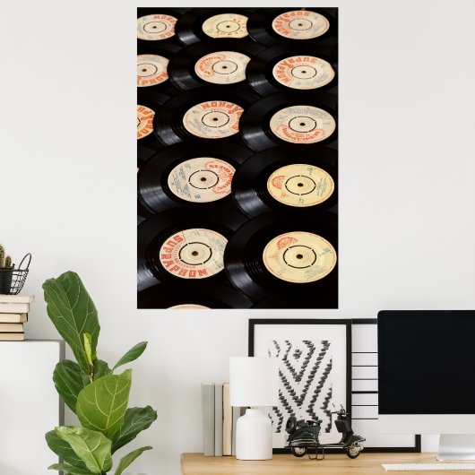 Vinyl Records Background Poster (Thuiskantoor)