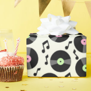 Vinyl Records en Muzieknoten Patroon Cadeaupapier