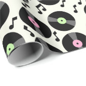 Vinyl Records en Muzieknoten Patroon Cadeaupapier (Rol Hoek)