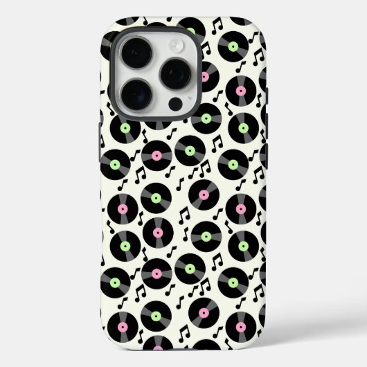 Vinyl Records en Muzieknoten Patroon Case-Mate iPhone Case (Achterkant)