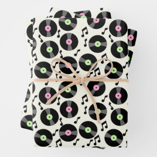 Vinyl Records en Muzieknoten Patroon Inpakpapier Vel