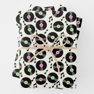 Vinyl Records en Muzieknoten Patroon Inpakpapier Vel