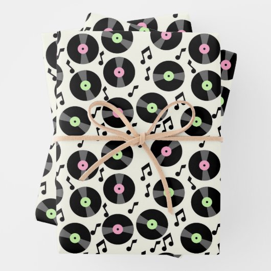 Vinyl Records en Muzieknoten Patroon Inpakpapier Vel (In situ)