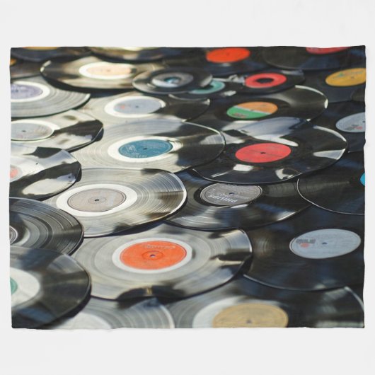 Vinyl Records Fleece Blanket (Voorkant (Horizontaal))
