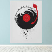 Vinyl Records Home is waar de Platenspeler draait Canvas Afdruk (Insitu (Houten vloer))