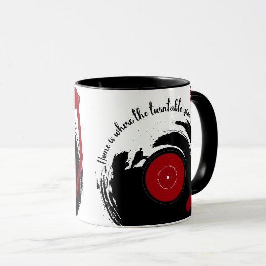 Vinyl Records Home is waar de Platenspeler draait Mok (Voorkant rechts)